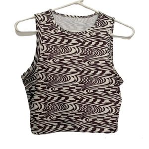 💋3/$30 Geometric brown and cream crop tank Top